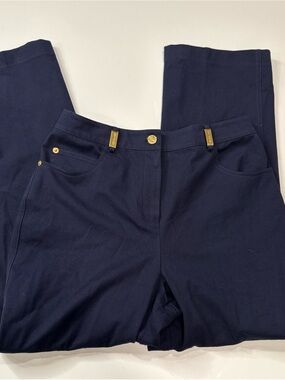 St John Sport by Marie Navy Blue Straight Leg Pants Size 8 USA A030526